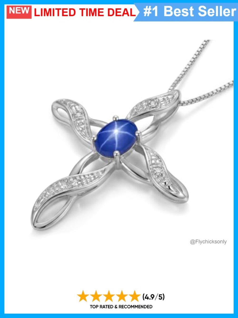 Sterling Silver 925 Cross Necklace Gemstone & Diamond Pendant 18in Chain